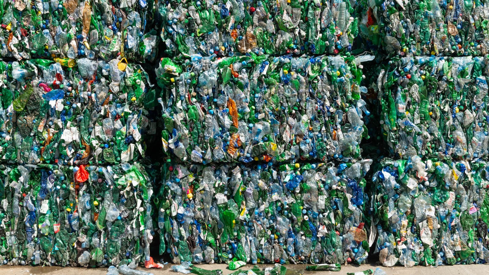Cubes of plastic waste