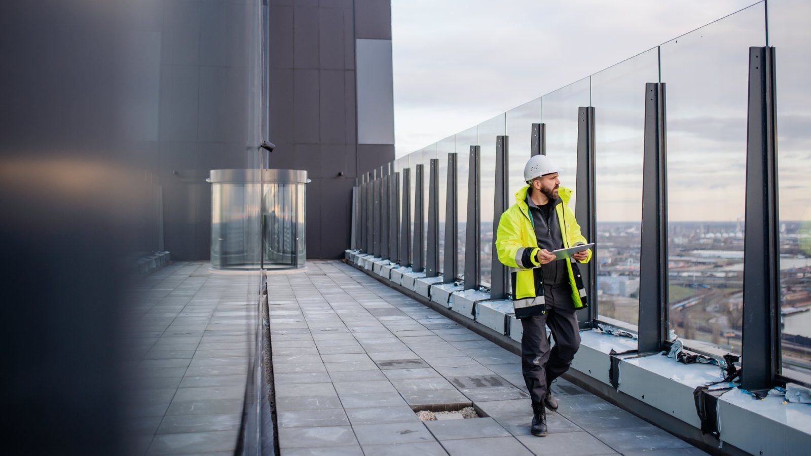 Engineer walking on construction site
