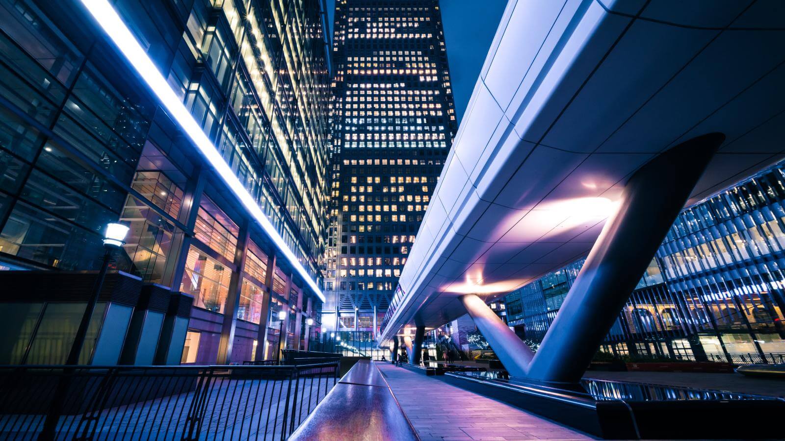 Illuminated office buildings