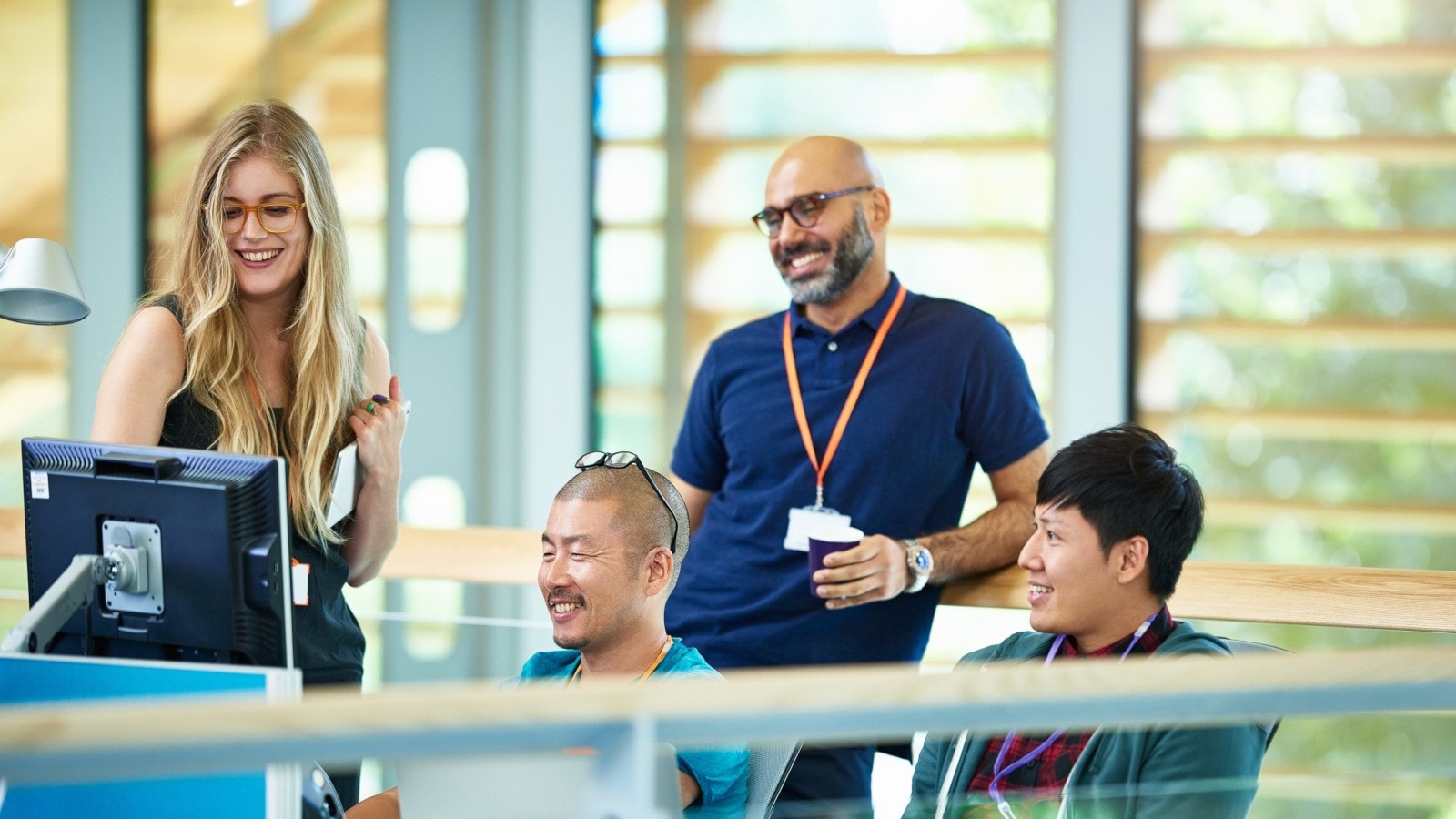 Content people working in modern office